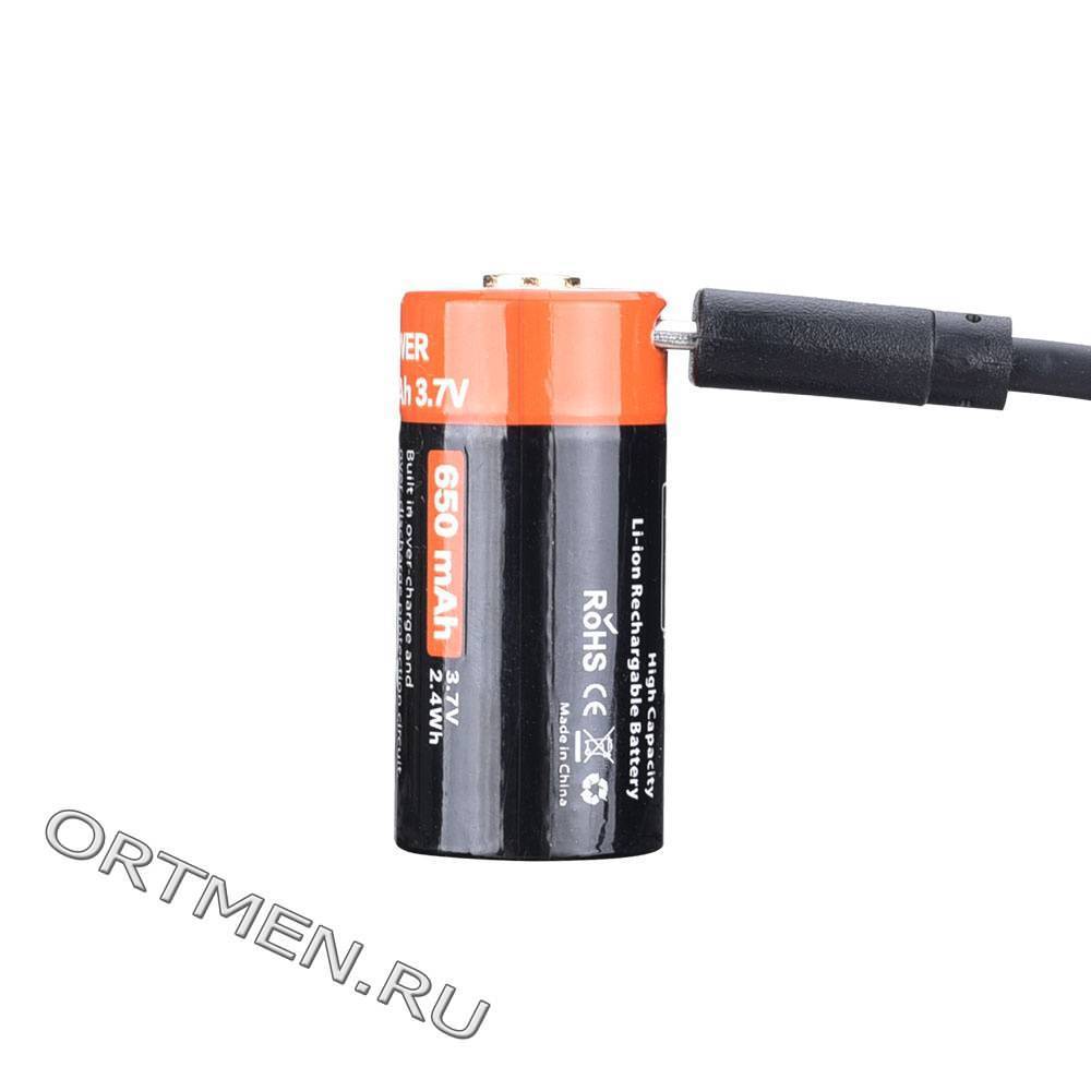фото Аккумулятор 16340 FiTorch (650 mAh) с зарядкой USB Аккумулятор 16340 FiTorch (650 mAh) с зарядкой USB