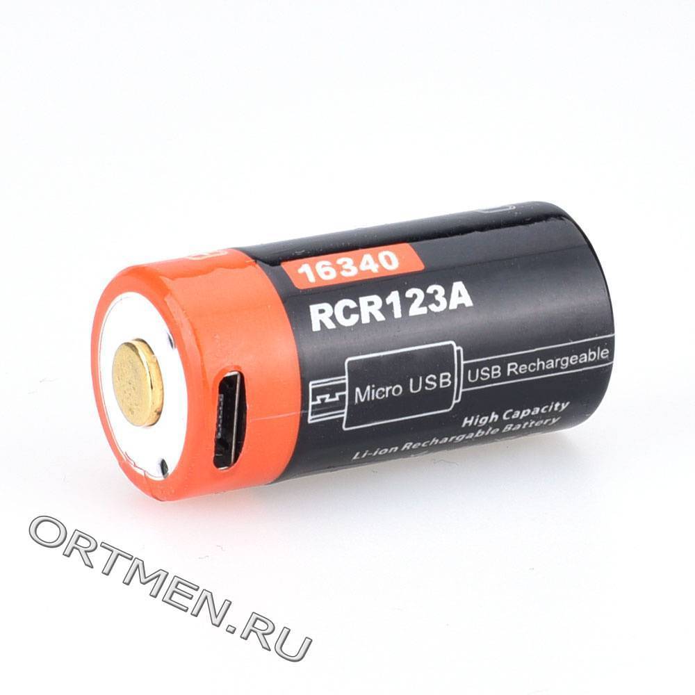 фото Аккумулятор 16340 FiTorch (650 mAh) с зарядкой USB Аккумулятор 16340 FiTorch (650 mAh) с зарядкой USB