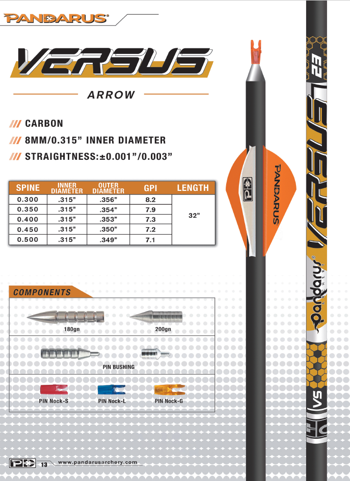 Трубка стрелы Pandarus Versus V1 6 шт (толстые)