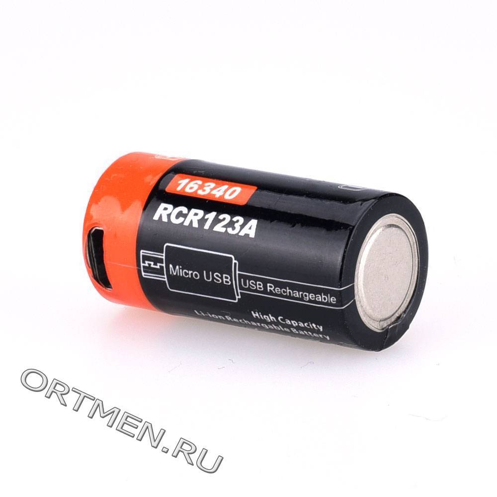фото Аккумулятор 16340 FiTorch (650 mAh) с зарядкой USB Аккумулятор 16340 FiTorch (650 mAh) с зарядкой USB