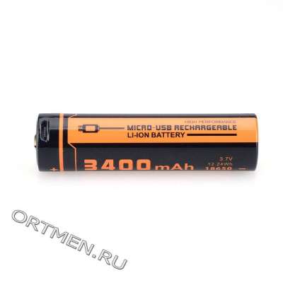 Аккумулятор 18650 FiTorch (3400 mAh) с зарядкой USB